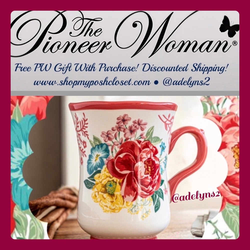 🌺 New Pioneer Woman 2022 Fancy Flourish Pink 18-Ounce Stoneware Mug, Qty 1 - Picture 2 of 8